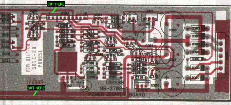 Power Supply Board showing modifications